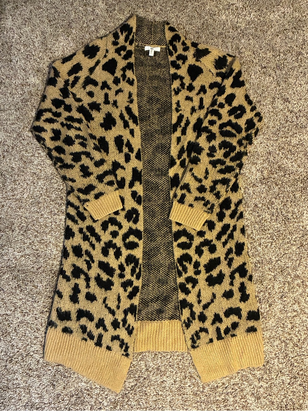 BP Leopard Print Open-Front Duster Cardigan Sweater Size Small